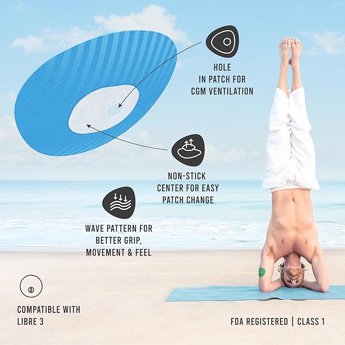 Not Just A Patch Freestyle Libre 3 Plus Sensor Covers (20 Pack) – Breathable, Sweatproof & Secure Hold – Precision-Cut Hole for Ventilation, Adhesion & Gentle Support – 10-14 Day Wear - Multicolor