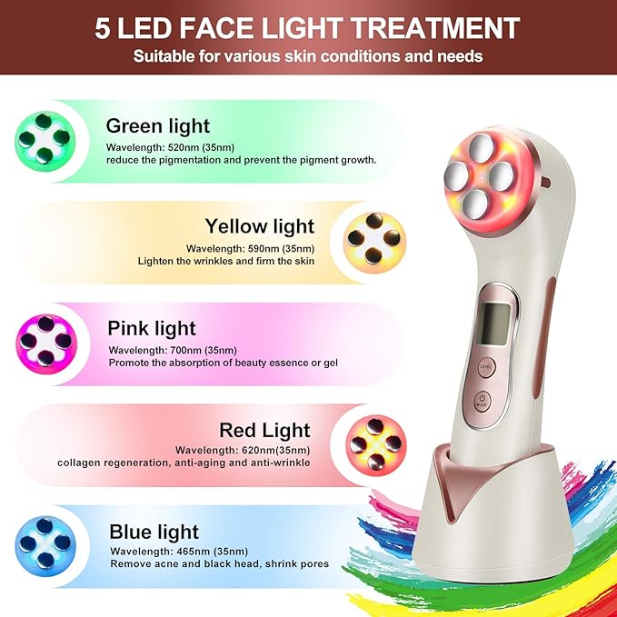 MiSMON High Frequency Facial Machine 5 in 1 Facial Massager Micro-Current Recharable Facial Frequency Device