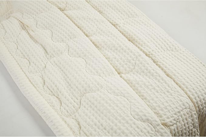 ZZZhen Weighted Blanket - High Breathability - 48''72'' 15LB - Premium Heavy Blankets - Calm Sleeping for Adult and Kids, Durable Quilts Waffle White, 48''72'' - 15LB