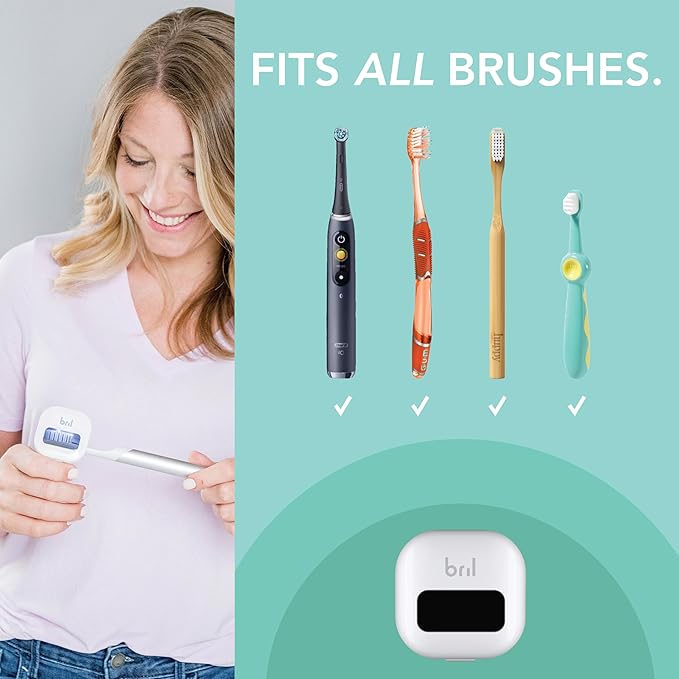 Bril UV-C Toothbrush Sanitizer – Portable Cleaner & Travel Toothbrush Holder – 3-Minute Sanitizing Cycle with Rechargeable Battery, Magnetic Holder & Mounting System - Durable, Universal Fit – Navy