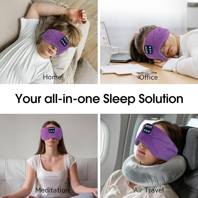 LOVE EYE Sleep Headphones Bluetooth 5.4 Sleeping Eye Mask Wireless Music Earphones with HD Speakers for Side Sleepers Total Blackout Cotton Mask for Travel, Home, Office, Unique Gifts