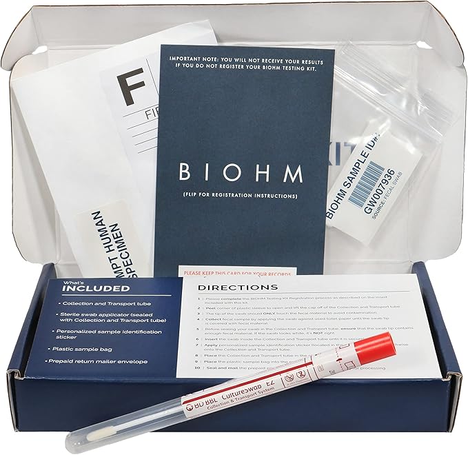 BIOHM Gut Health Test Kit for Microbiome and Digestive Health Analysis, Home Test Kit with Gut Score, Easy-to-Read Results and Actionable Recommendations