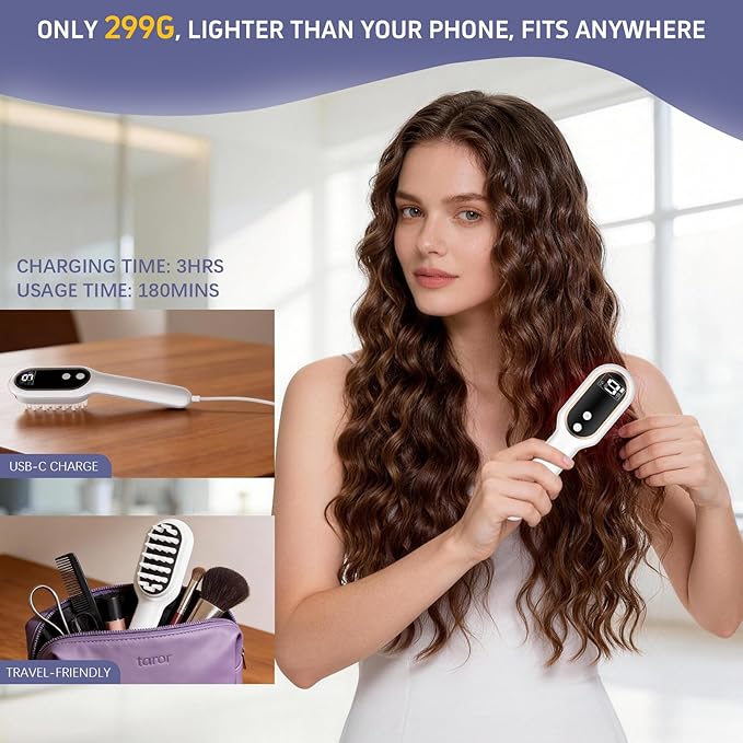 Karrong Hair Scalp Massager Comb, Red Blue Light Therapy Hair Care Brush, Automatic Vibrating Head Massage Comb for Men & Women