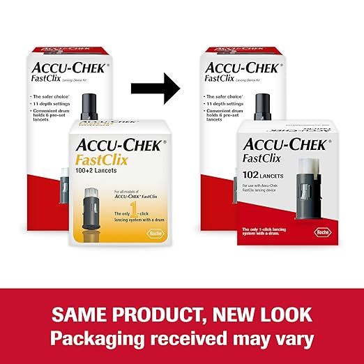 Accu-Chek FastClix Diabetes Lancing Device and 108 FastClix Lancets for Diabetic Blood Glucose Testing (Packaging May Vary)