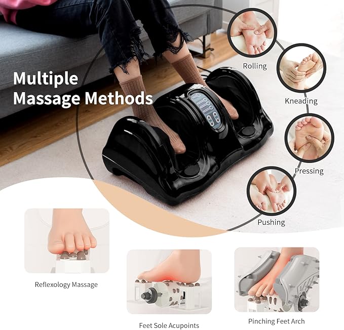 Giantex Shiatsu Foot Massager Machine for Feet, Leg Calf Ankle, Relieve Pain Spa Gift Deep Kneading Rolling Massage, Electric Shiatsu Foot Massager w/Remote, 4 Modes, Black