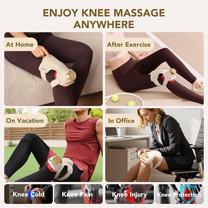SKG Knee Massager with Heat for Pain Relief with Vibration for Joint Comfort, Cordless Heated Knee Brace with 5 Massage Modes and 3 Heating Levels, Perfect for Women Men Mom Dad, WS500