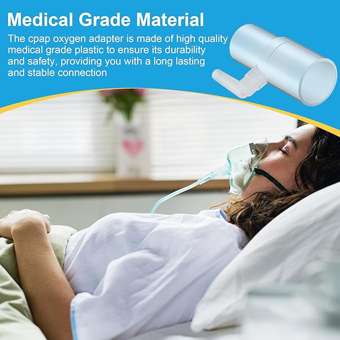 4 Pack Oxygen Enrichment Adapter, Oxygen Adapter Enrichment Port Connector fits CPAP Tubing Hose, Medical Grade Universal CPAP Tube Connector Compatible with Heated and Non Heated Tube