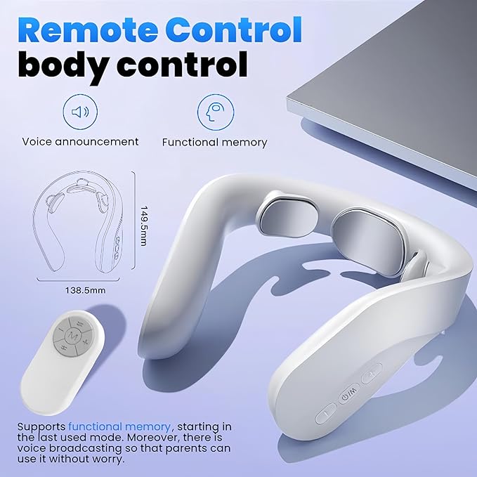 G20 Neck Massager with Heat - Deep Tissue Pain Relief, Promote Muscle Relaxation, 3 Heat Settings, 4 Modes &15 intensities, Ergonomic Design, with Remote Control, Gifts for Men Women
