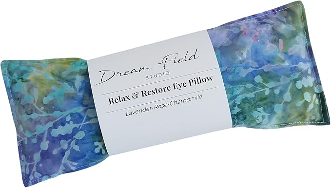 Handmade Organic Lavender Eye Pillow for Relaxation – Sleep Aromatherapy, Flaxseed Eye Mask – Batik Cotton Pillow - Pastel Batik Undersea
