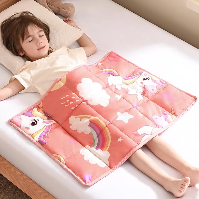 anfie Weighted Lap Pad 2 Pounds, Weighted Blanket (30"*40") Cooling Blanket for Sleeping,Weighted Throw Blanket for Travel Indoor Outdoor (Red Unicorn)
