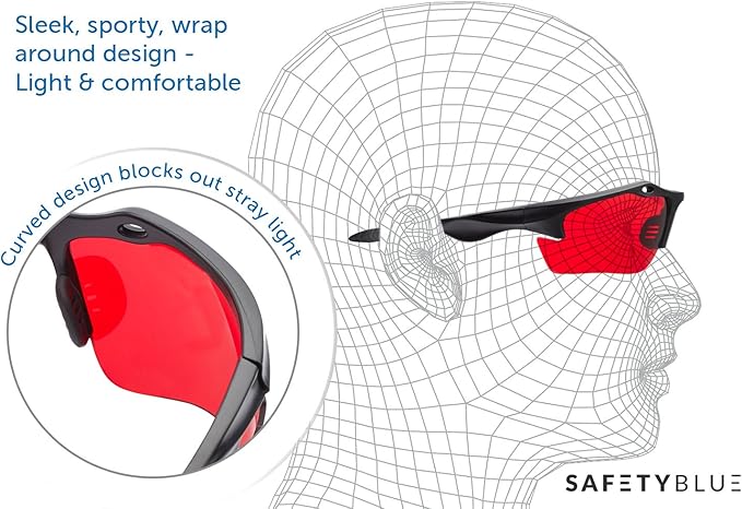 Sleep Savior Sport Red Lens Night Glasses - Light Blocking Glasses for Better Sleep - Eliminate Eye Strain
