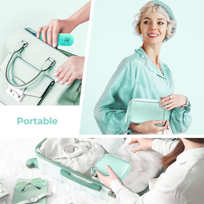 Cute Pill Organizer 3 Times a Day, Large Daily Pill Case for Women, Portable Pill Box 7 Day for Purse with Bag & Zipper to Hold Vitamins, Medications, Fish Oils, Supplements (Cyan Blue)