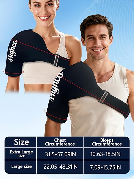 Shoulder Ice Pack Wrap for Rotator Cuff and Arm,Reusable Compression Cold Brace for Pain Relief & Muscle Relaxation,Tendonitis,Swelling,Discomfort After Surgery,Hot &Cold Therapy Ice Pack for Shoulder (XLarge-Black)