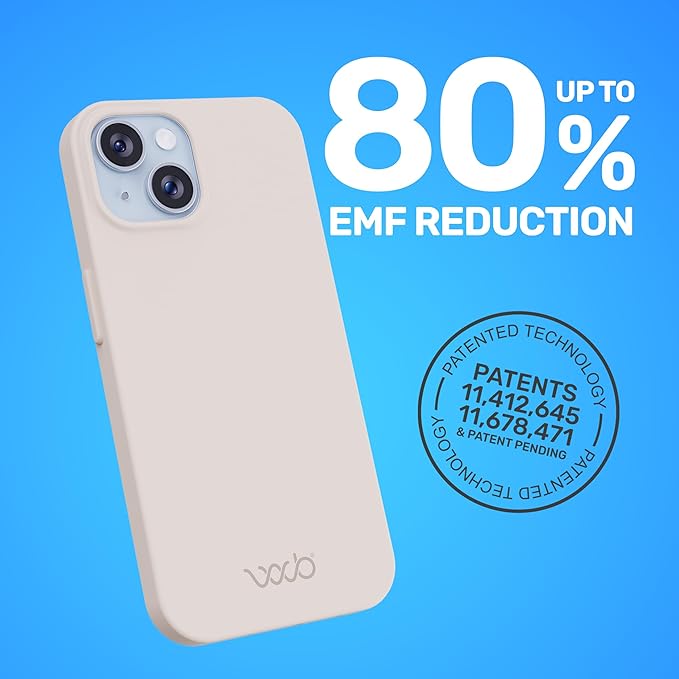 WAVEBLOCK EMF Protection Silicone iPhone Case Compatible with iPhone 15, Radiation Blocker, 5G Shield Reduction, Lightweight, USA Patented and Tested in FCC Lab, Stone