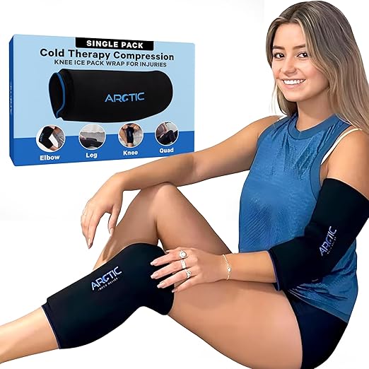 Cold Therapy Compression Ice Sleeve, Knee Ice Pack Wrap for Injuries, Elbow, Quad & Hamstring Relief, Flexible & Reusable Cold Wrap Recovery for Meniscus, ACL, MCL, Ice & Heat Therapy (X-Large)