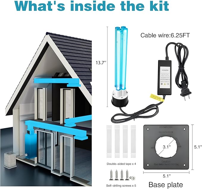 Powerful 80W HVAC Duct UVC Light, High-Power Duct Sanitizer UV Light with Ceramic Base, Dual H-Tube Design for Long-Lasting Performance - Perfect for Homes, Offices, Hospitals, Mall and Large Spaces