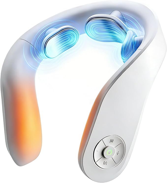Neck Massager with Heat, Portable Cordless Travel Massager for Pain Relief Deep Tissue Vibration, Promote Muscle Relaxation Home Use