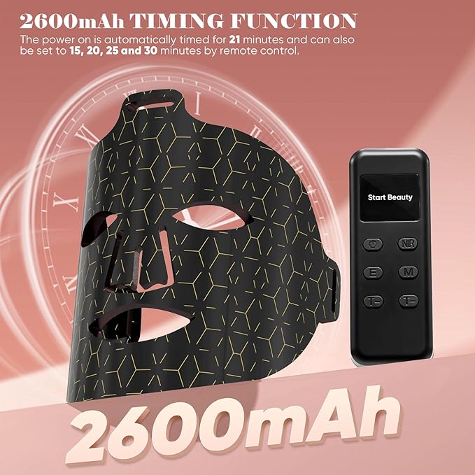 Red Light Therapy for Face, 8 Modes Portable Led Face Mask Light Therapy with Remote, Near-Infrared 850nm Wavelength with Timing Function for Anti-Aging Skincare at Home Travel