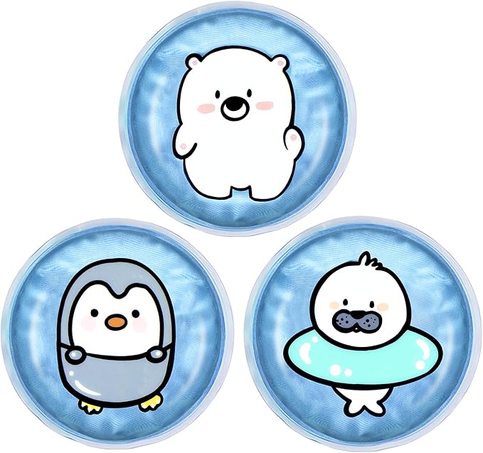 Large Kids Ice Packs for Boo Boos, 3 Packs Toddler Gel Ice Packs Wrap for Injuries Reusable, Hot Cold Compress for Children's Fever Pain Relief, Wisdom Teeth, First Aid, Bumps & Bruises