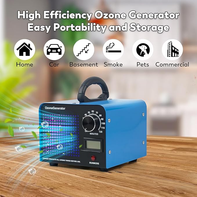 Ozone Machine Generator 128,000 Mg/H Ozone Odor Eliminator Odor Removal Air Purifier Ionizer for Rooms, Smoke