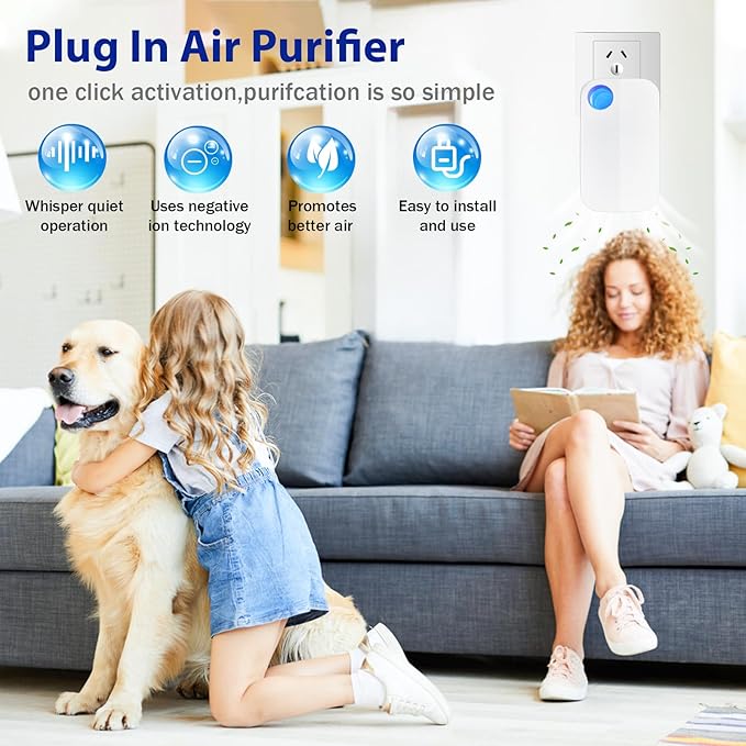 Ion Clear Air purifiers Plug in Air Ionizers for Home Portable and Quiet Ionic Air Purifiers for Bedroom Toilet Office Kitchen and Pets(2)