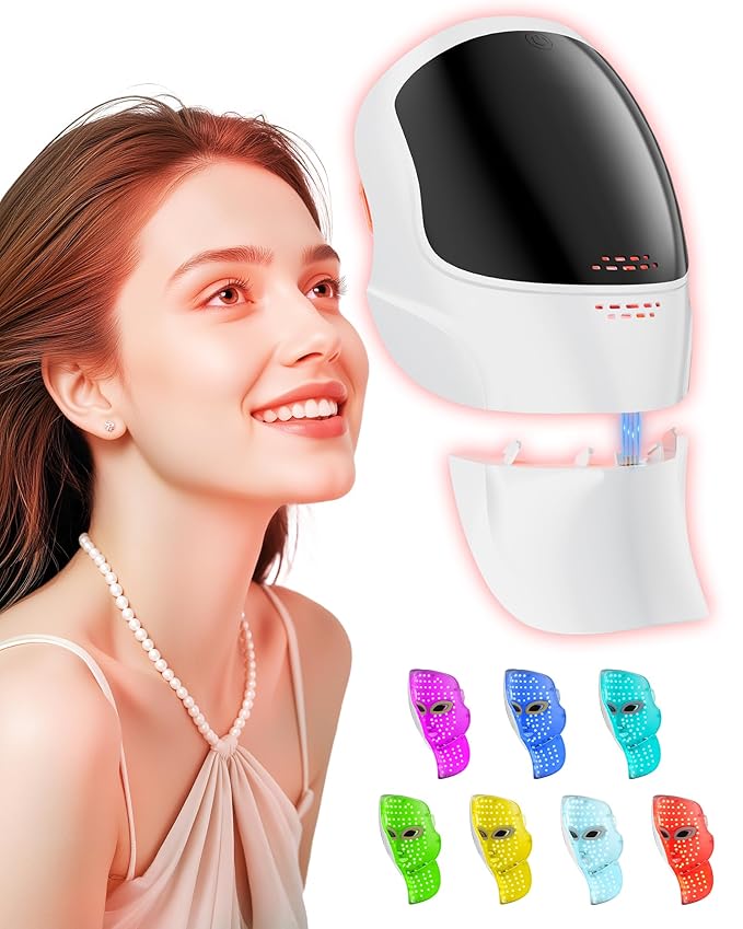 Red Light Therapy for Face- LED Light Therapy Mask Skin Care Mask,Cordless LED Face Mask face & Neck Red & Infrared Lights Masks Wavelength,USB C Rechargeable for Home Use Working Travel Yoga