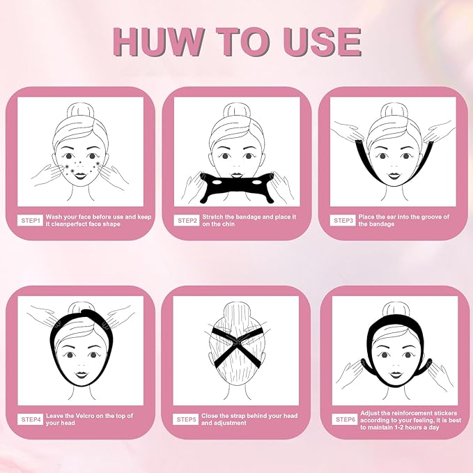 Chin Strap for Sleeping,Anti Snoring Chin Strap for CPAP Users,V-Line Lifting Mask,Adjustable and Breathable Chin Strap-Keep Mouth Closed for Effectively Reduce Snoring (Pink-White)