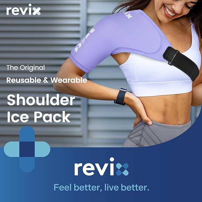 REVIX Shoulder Ice Pack for Rotator Cuff Cold Therapy, Gel Ice Pack Reusable for Arm Discomfort & Fatigue, Shoulder Targeted Relief Compression Sleeve, Flexible Fit for Women, Lady, Female, Girl