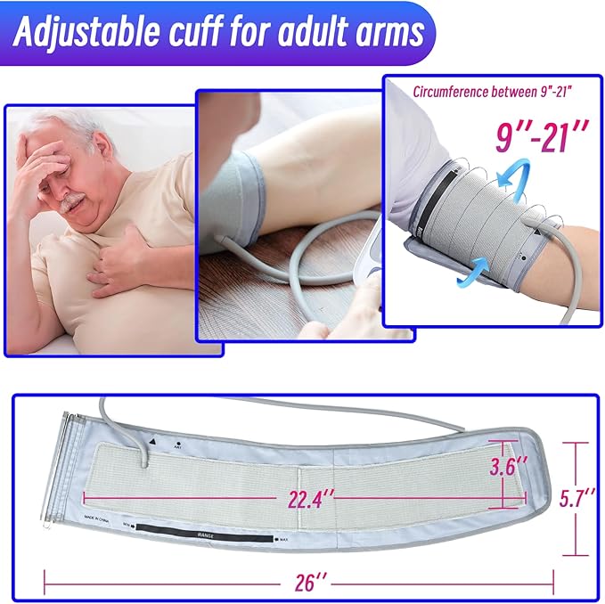 Extra Large Cuff Compatible with Most BP Monitors 9"-21" Inches (22-53CM) XL Blood Pressure Cuff Adult ARM BP Replacement Cuff for Big ARM (X-Large)