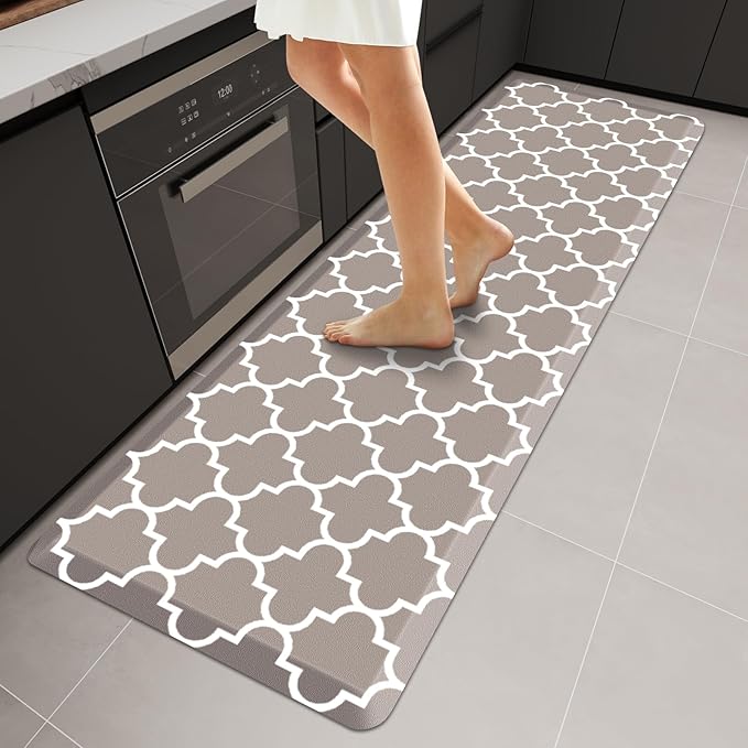 WISELIFE Anti Fatigue Floor Mat - 4/5 Inch Thick Kitchen Mat Non Slip Waterproof Heavy Duty Ergonomic Comfort Mat Durable for Home, Office, Sink, Laundry,(22" x 72", Khaki)