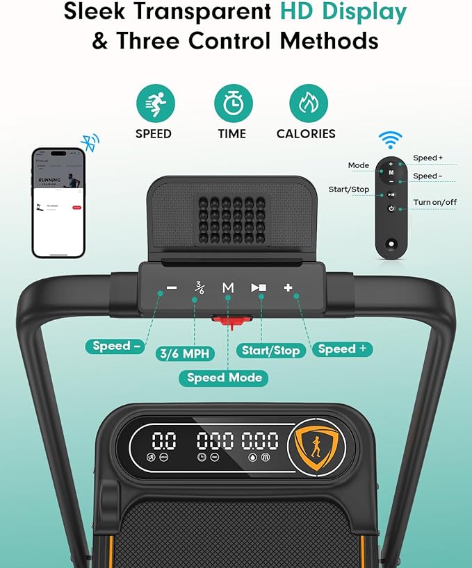 Foldable Treadmill with 10% Incline, 3.5HP Low Noise Walking Pad Treadmill with Handle Bar, Rayspace 4 in 1 Portable Under Desk Treadmills for Home/Office, 350 Lbs Capacity, APP & Remote Control