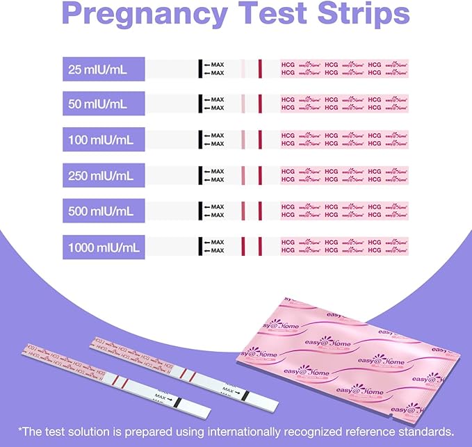 Easy@Home Pregnancy Test Strips: 100 Bulk Pregnancy Strips, Early Detection hCG Test Kit - Pruebas de Embarazo, Powered by Premom APP | 100 Pack