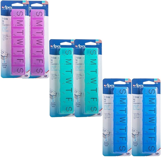 Apex 7-Day Pill Organizer X-Large 1 Each (Pack of 6)