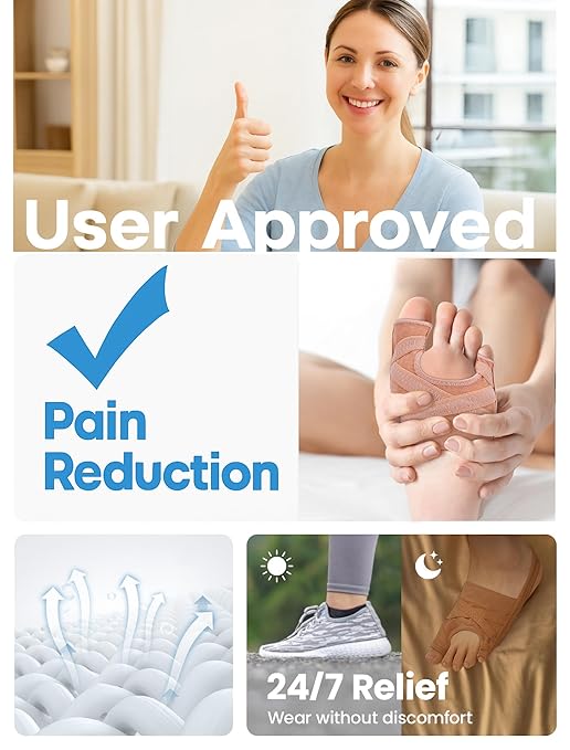 Bunion Corrector for Women & Men, Breathable Toe Straightener for The Thumb and Little Toe, Comfortable & Adjustable for Day/Night Use, Bunion Relief Splint(1 Pair)