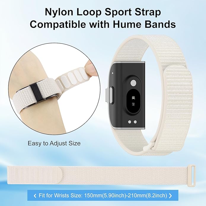 Nylon Loop Sport Replacement Strap Compatible with Hume Band,Adjustable Soft Bands for Women Men,Breathable Wristband for Fitness Tracker