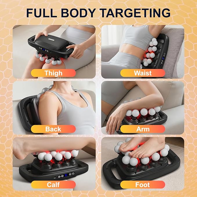 Mekanic 20 Head Massage Gun Deep Tissue, Powerful Multi Head Back Massager for Pain Relief with 3 Modes & 30 Intensities, Quiet Electric Percussion Muscle Massager for Shoulders, Legs,and Waist