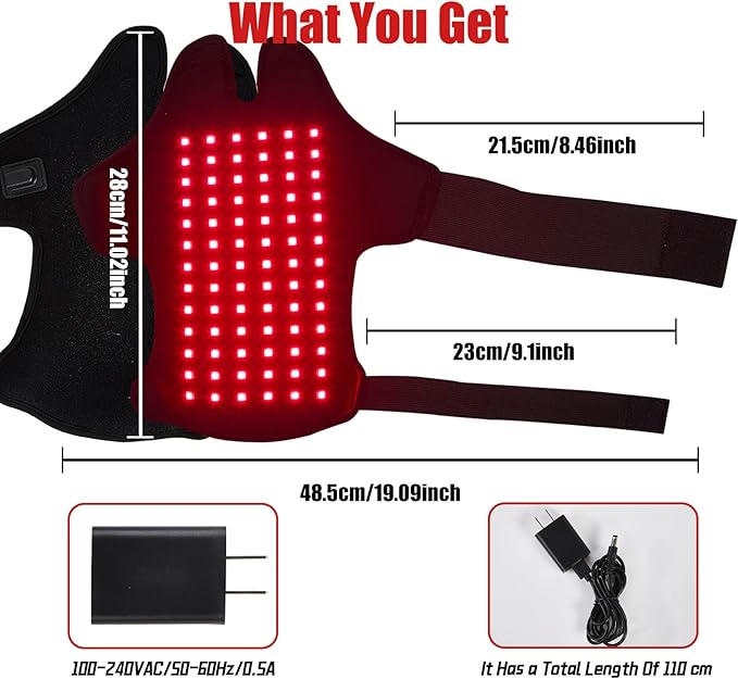 Wearable Red Light Therapy Wrap for Body Pain Relief - 3-in-1 660nm Red & 850nm Near-Infrared LED Pad with Heat for Muscle Repair, Feet, Knee, Ankle, Foot, Hands, & More Body Areas