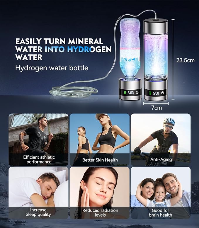 4.0 Upgrade Hydrogen Water Bottle & Hydrogen Absorption 【SGS Certification - 6000PPB】【NO.1-100% Odorless】 Hydrogen Water Bottle - 2025 SPE PEM Technique, Applicable to Various Water