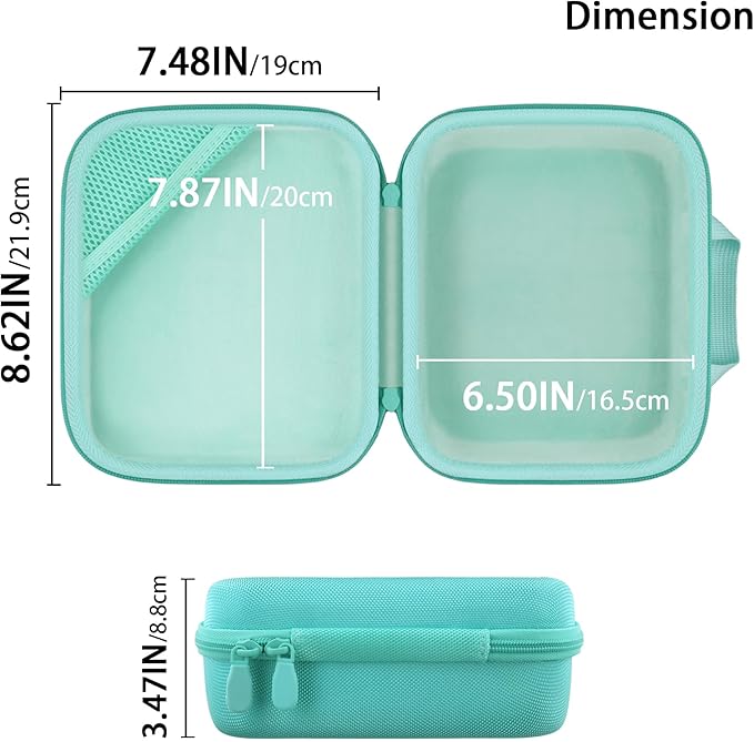 co2CREA Hard Case for OMRON Silver Upper Arm Blood Pressure Monitor BP5255, Mesh Pocket for Other Small Accessories, Mint Green