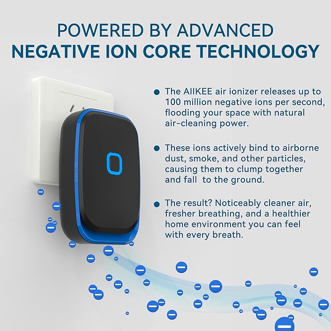 Plug In Air Ionizers for Home – 6 Pack Negative Ion Air Cleaner for Strong Dog Poof, Cat Litter Box Deodorizer, Air Purifier For Smoke, Kitchen Odor, Bathroom Closet Shoe Cabinet Office – Black