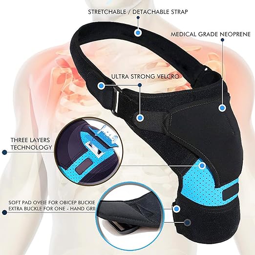 Men Women Shoulder Support Brace Rotator Cuff Ice Pack Wrap Hot/Cold Ice Gel Pack Shoulder Heating Pad for Injuries Sprains Fractures Adjustable Compression Sleeve