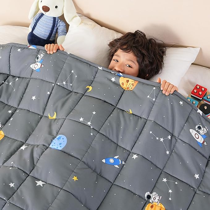 Sivio Weighted Blanket 7lbs, Cooling Weighted Throw Blanket for Sleep, Breathable Heavy Blankets, Washable Cute Small Throw Blankets,41"x60", Grey Sky