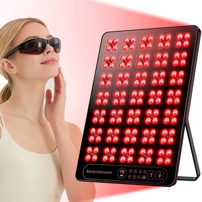 Red Light Therapy for Face Body: 660nm & 850nm Cordless Red Light Therapy Panel with Adjustable Stand - Red Infrared Light Panel with 3 Brightness Levels & Auto Off
