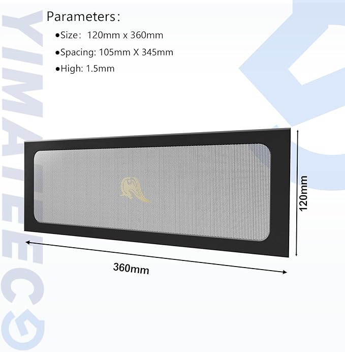 Dust Filter PC 360mm for Computer Cooler Fan/PSU/Routers Computer Fan Filter Grills PVC 50 Mesh, Magnetic Frame PC Cooler Filter Dustproof Mesh (PVC, 120 * 360mm, 2pcs, Black)