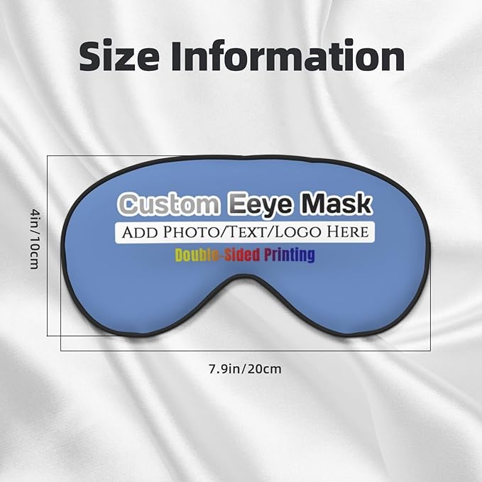 Personalized Eye Mask Add Picture Text Image Logo Custom Travel Sleeping Masks for Home Office Customized Sleep Mask for Men Women Blocks Light Adjustable Strap Carolina Blue