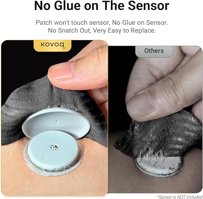 25 Pack Libre 2 Sensor Covers, KOVOQ Freestyle Libre 2 & Lingo CGM Waterproof Patches, Protective Hard Shell Cover, Against Bumps and Scratches, Breathable and Hypoallergenic (Black)