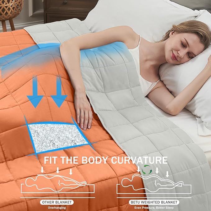 Weighted Blanket for Adults 15lbs, 48"x72", Twin Full Size Cooling Heavy Throw Blanket for 120-160lbs, Microfiber Soft Thick Big Blankets Weighted Comforter Gift for Sleeping, Orange