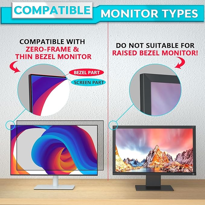 PYS [2024 NEW VERSION] 27 Inch Computer Monitor Privacy Screen,16:9 Aspect Removable Computer Screen Privacy Shield, Matte Finish [9D Full Coverage] [Anti-Blue Light] [Anti-Scratch]
