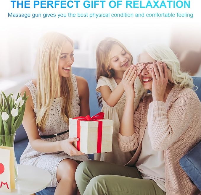 Massage Gun Deep Tissue, Percussion Massager Gun for Athletes Muscle with 9 Replacement Heads for Pain Relief, Super Quiet Portable Electric Massager (White-mini Massage Gun)