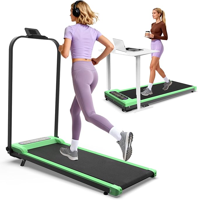 2 in 1 Foldable Walking Pad with Incline and Handle Bar, Compact Under Desk Treadmill with LED Display & Remote Control, Portable Treadmills for Home Office Small Spaces, 265 LBS Capacity